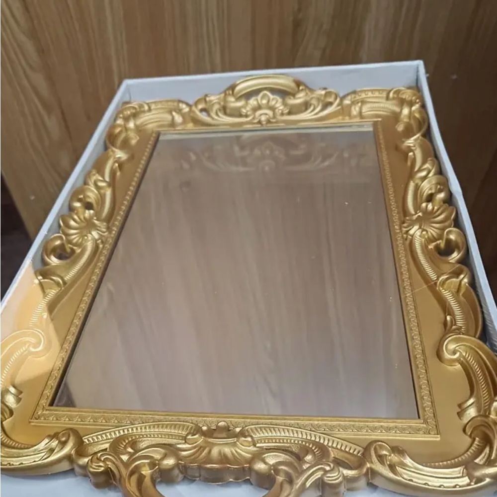 YOUR CHOICE! Vintage Style Gold Decorative Mirror Tray with Handles